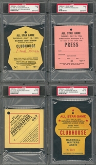1952-56 MLB All Star Game Press / Clubhouse Passes Lot Of 4 (PSA)